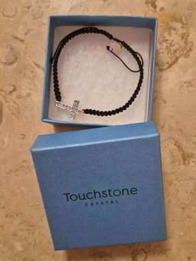 NWT Touchstone Crystal Grace Woven Bracelet with Cross